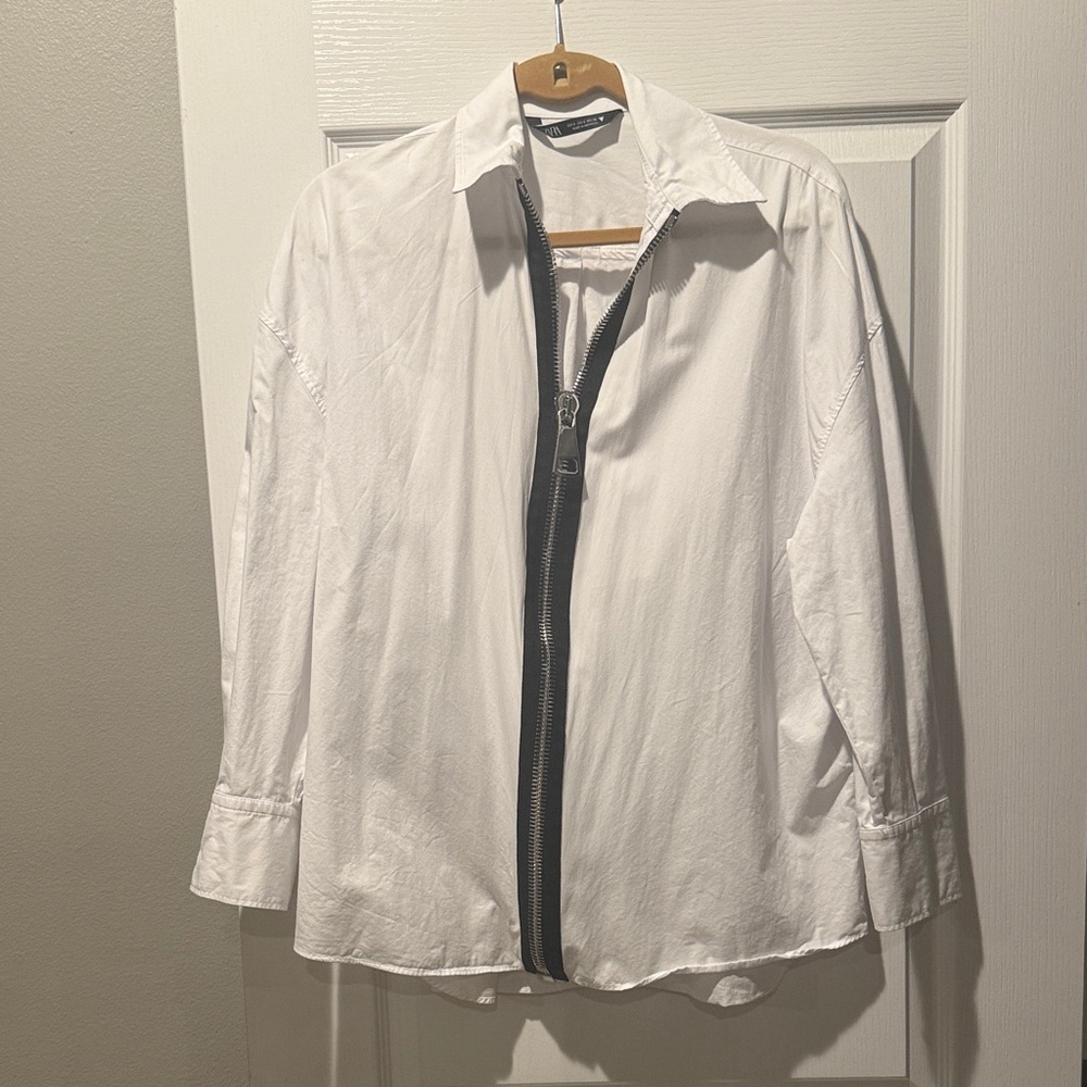Zara White Zip-Up Casual Shirt - Women’s